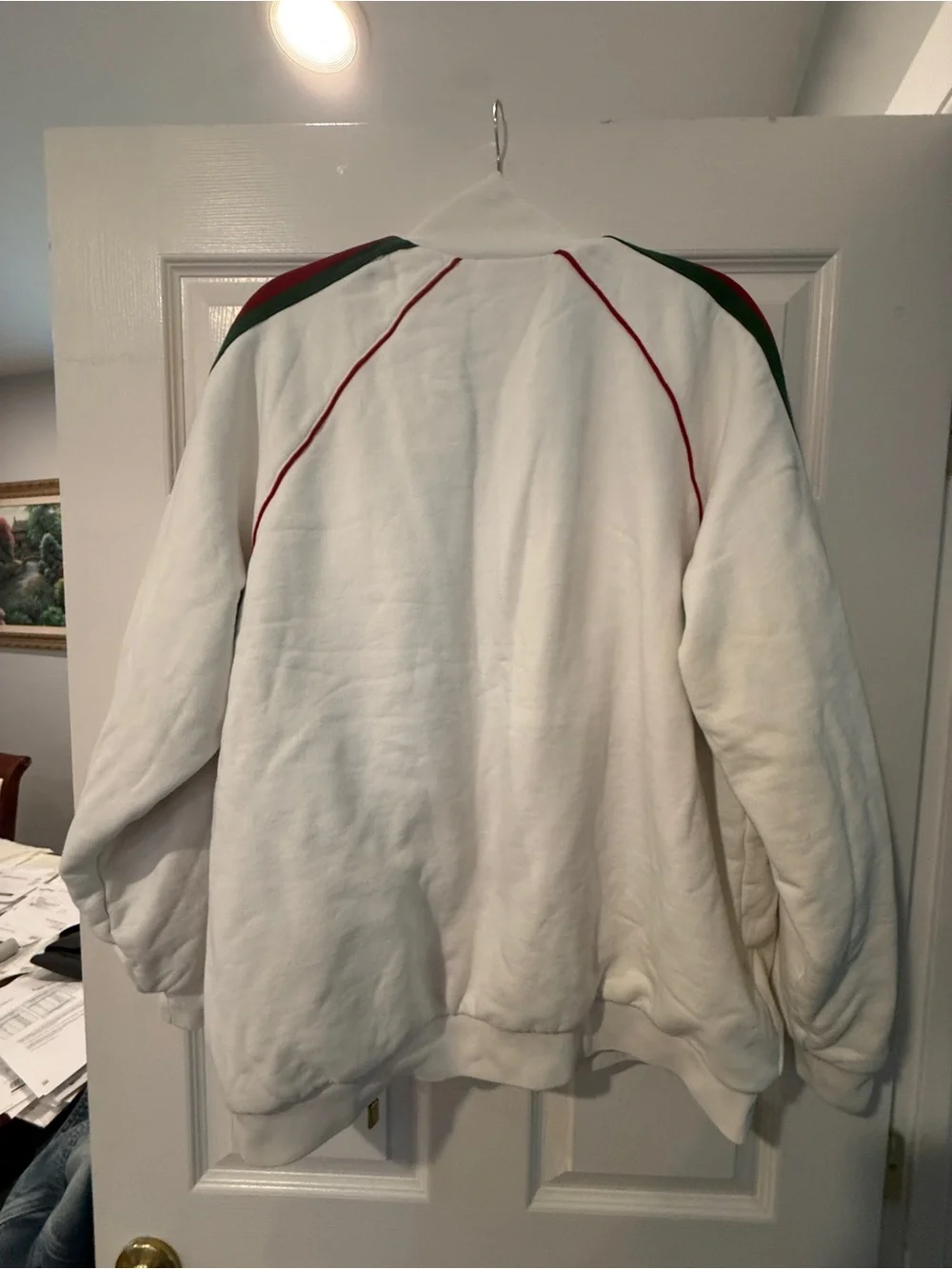 Gucci White Bomber Jacket with Green & Red Stripes